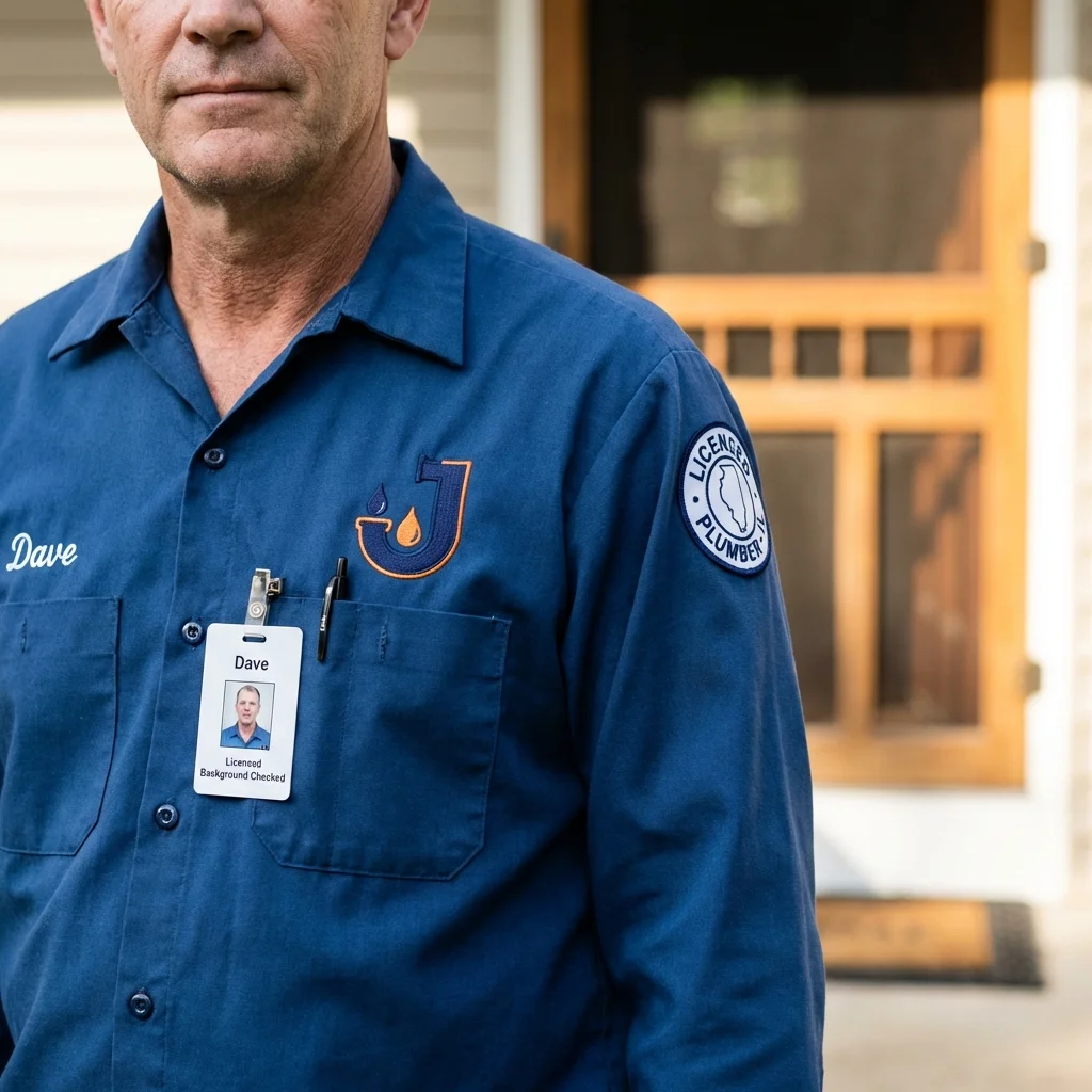 Licensed plumber showing ID badge in Lake Lure, NC