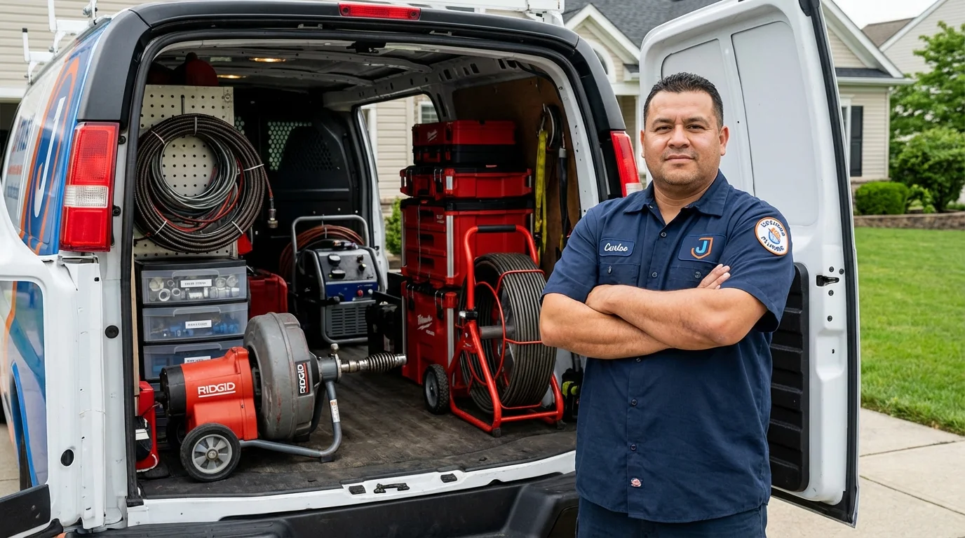 Professional drain cleaning equipment and Johns Plumbing LLC plumber in Lake Lure