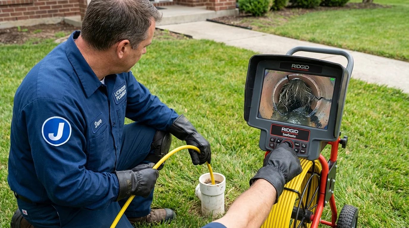 Sewer camera inspection being performed by Johns Plumbing LLC in Lake Lure