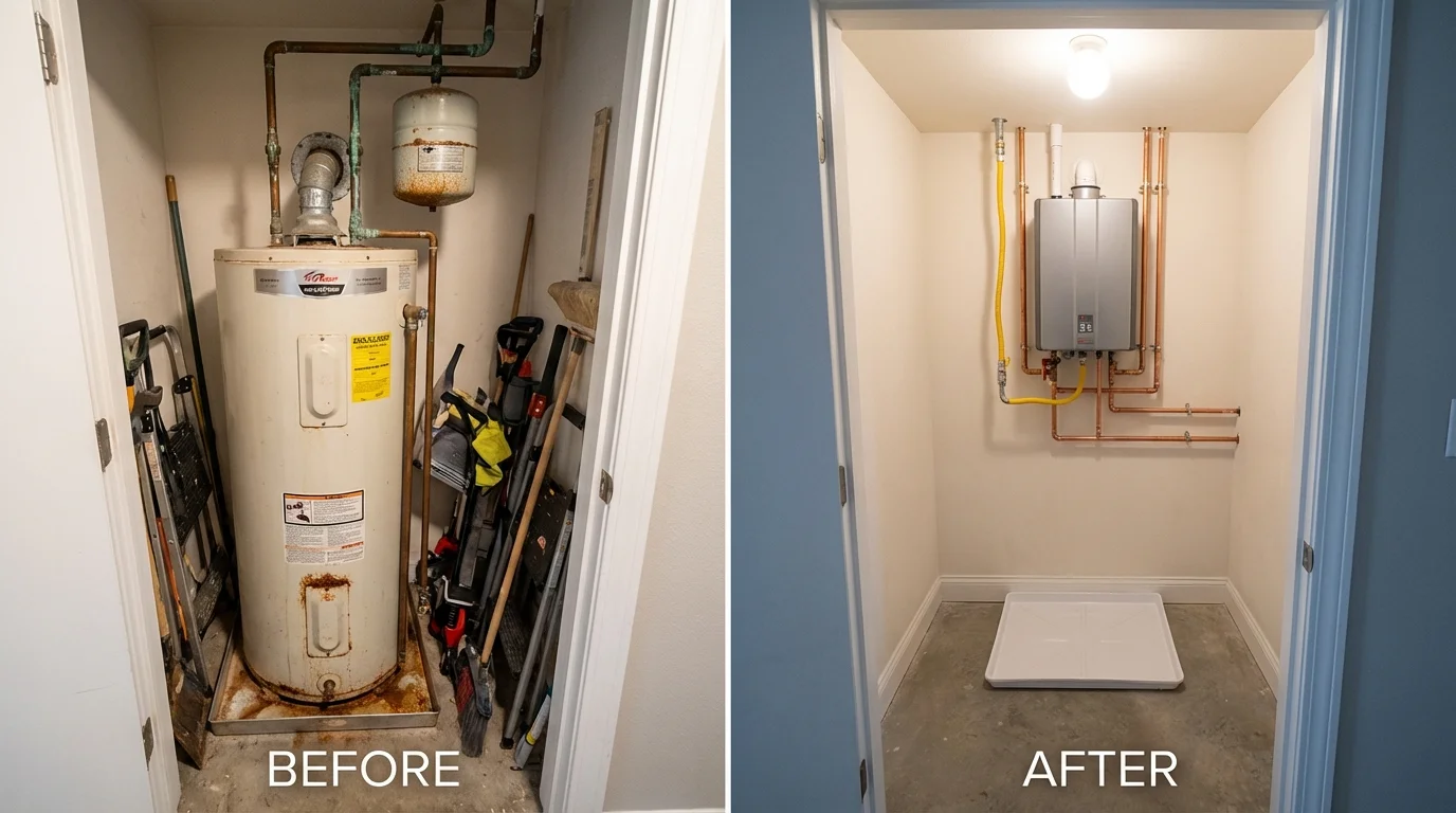 Tank water heater versus wall-mounted tankless unit comparison for Lake Lure, NC homeowners