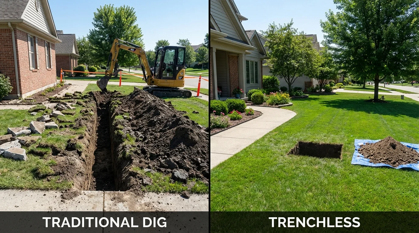 Trenchless sewer repair with minimal yard damage versus traditional excavation in Lake Lure, NC